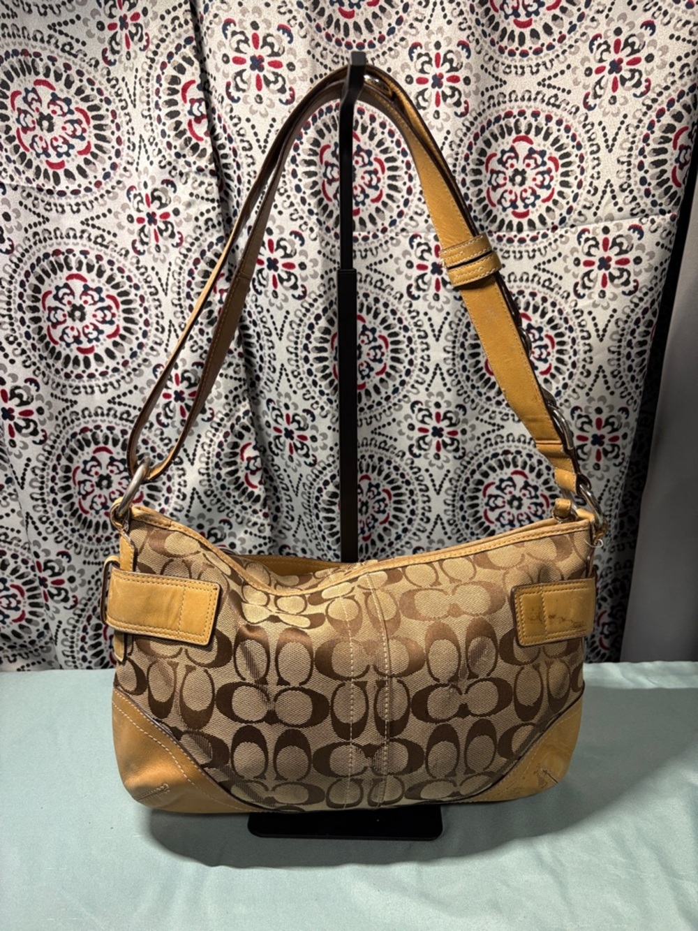 Coach Soho Signature Khaki Brown Buckle Hobo Shoulder Bag J05K-7077 - Picture 5 of 13